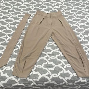 Express High Waist Size 10 Tan Ankle Slacks with Cloth Belt